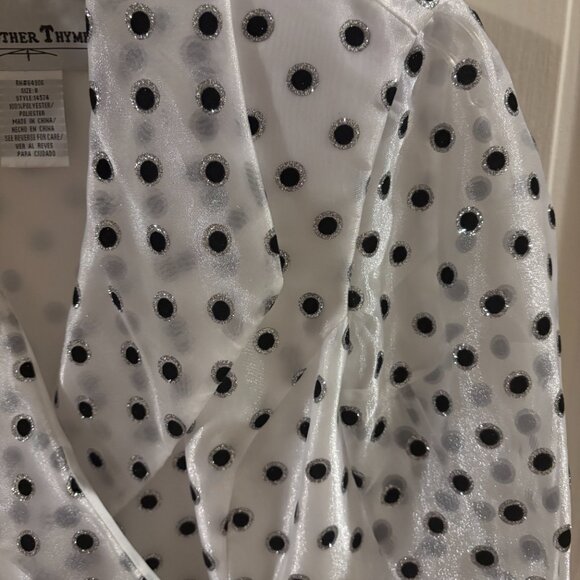 Another Thyme Women's Black/White Polka Dot Glitter Top Jacket Size: 8 Holiday - Picture 6 of 7